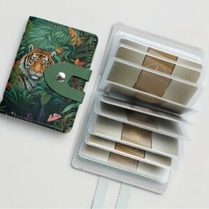 Tiger Animal Print 24 Card Sleeved Snap Wallet, Green, Brown